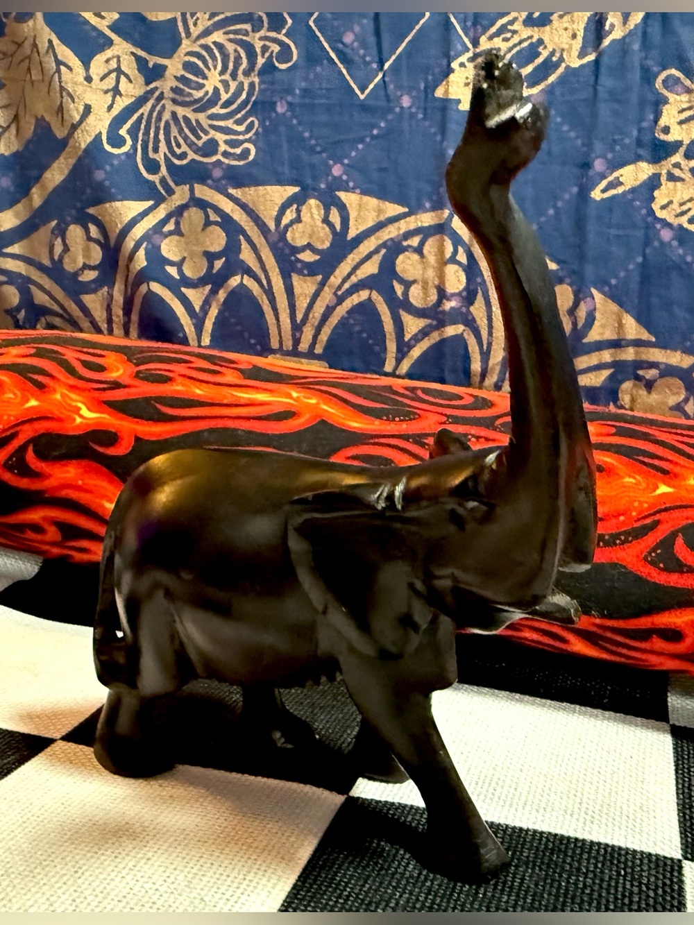 Hand Carved Wooden MCM Elephant Figurine - Picture 2 of 10